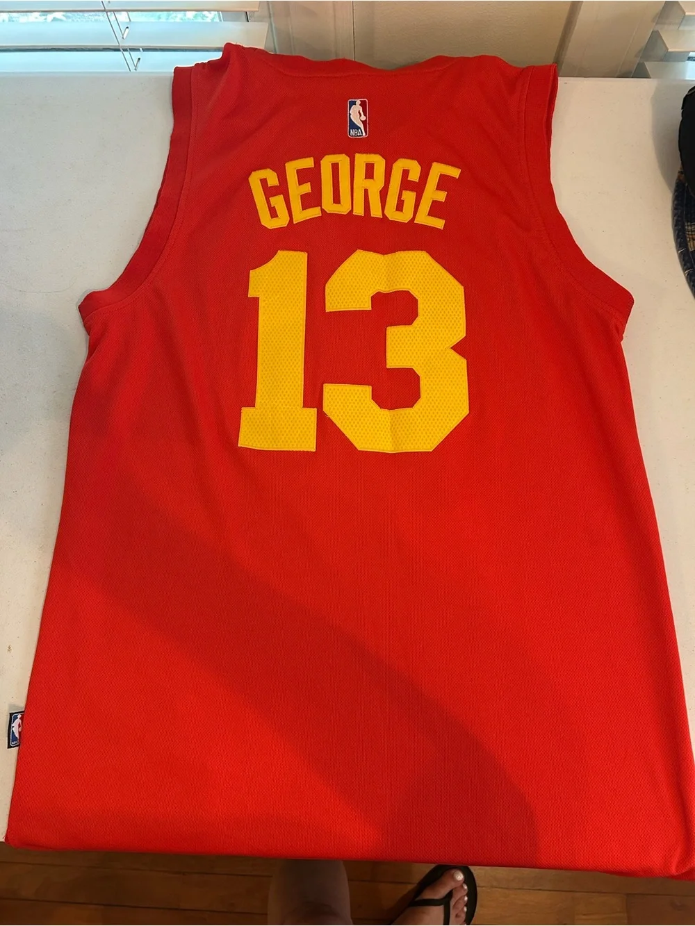 adidas Red Hickory #13 Basketball Jersey with Yellow Lettering